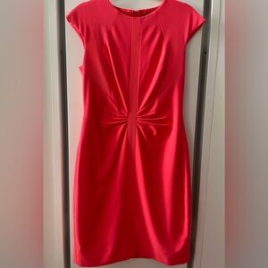 Ted Baker Bright Salmon Pleated Sheath Dress Halter Neck Cocktail Dress